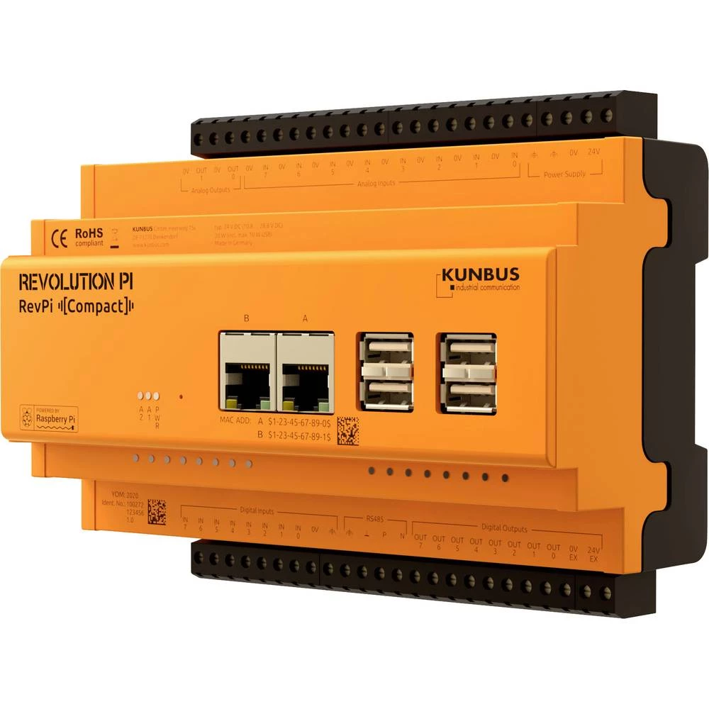 Revolution Pi by Kunbus RevPi Compact PR100272 + Mean Well HDR-60-24 PLC upravljački modul slika