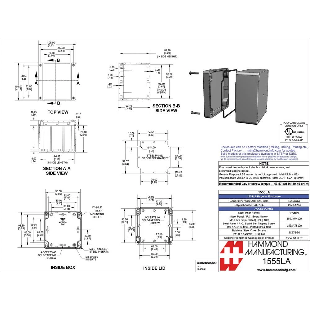 Hammond Electronics 1555 ABS Univerzalno kućište ABS Siva 1 ST slika