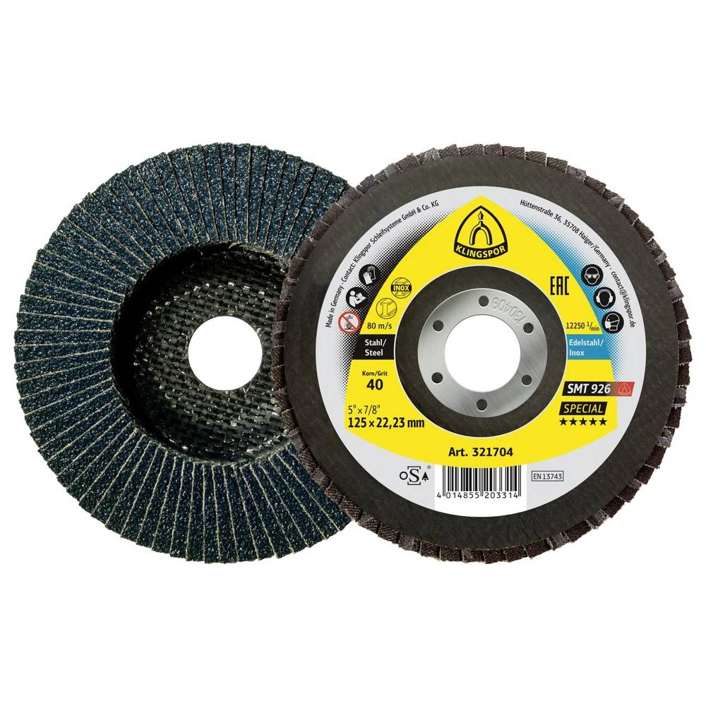 Klingspor 321704 SMT 926 lamelni brusni disk, 125 x 22,23 mm granulacija 40 konveksan promjer 125 mm 10 kom. slika