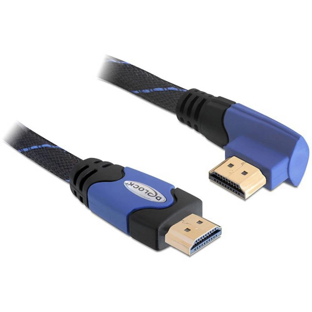 Delock HDMI priključni kabel HDMI A utikač 2 m crna, plava boja 82956 okrugli, 4K UHD, pozlaćeni kontakti, sukani HDMI k slika