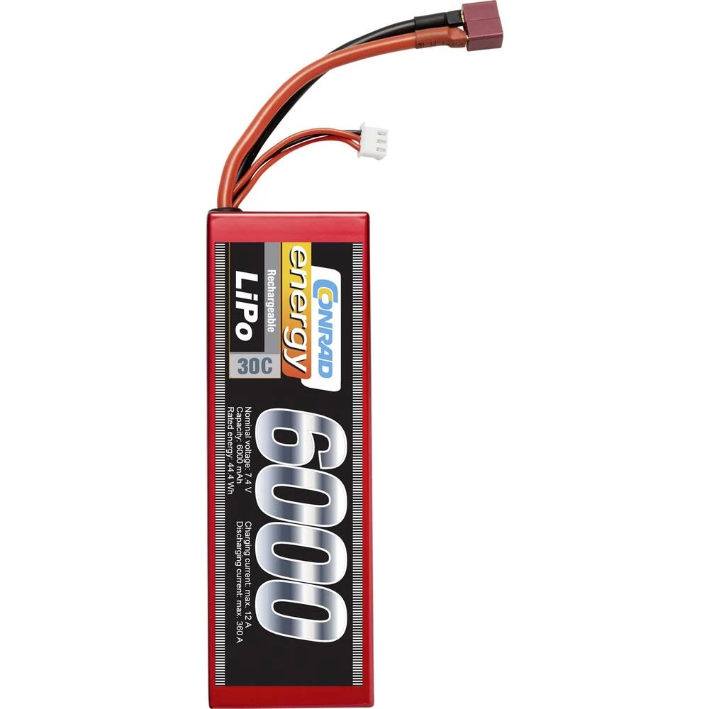 Conrad energy lipo akumulatorski paket za modele 7.4 V 6000 mAh Broj ćelija: 2 30 C tvrdo kućište sustav T-konektora