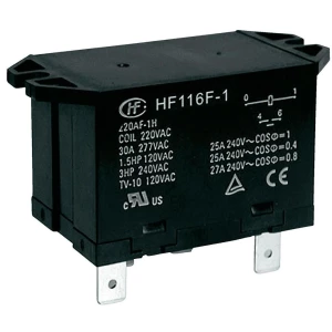 Snažan relej Hongfa HF116F-1/024DA-2HTW, 24 V/DC, 2 x radnik., maks. 25 A, 277 V slika