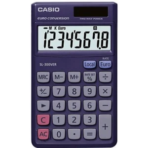Casio SL-300VER džepni kalkulator plava boja Zaslon (broj mjesta): 8 solarno napajanje, baterijski pogon (Š x V x D) 70 x 7.5 x 118.5 mm slika