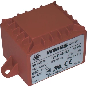 Transformator za tiskanu pločicu EI 48, 10 VA 2 x 9 V Weiss Elektrotechnik 85/ slika