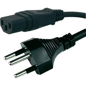 IEC priključni kabel Hawa 1008243, švicarski utikač, 2 m, crne boje, H05VV-F 3G0 slika