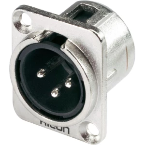 Hicon HI-X3DM-Konektor XLR sa prirubnicom, muški, broj polova sa ravnim kontakti slika