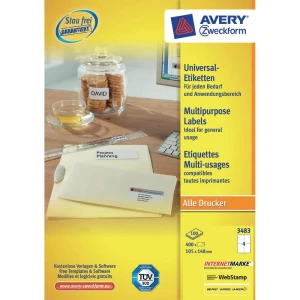 Avery-Zweckform univerzalne naljepnice 3483 ( 105 mm x 148 mm ), bijele, 400 kom slika