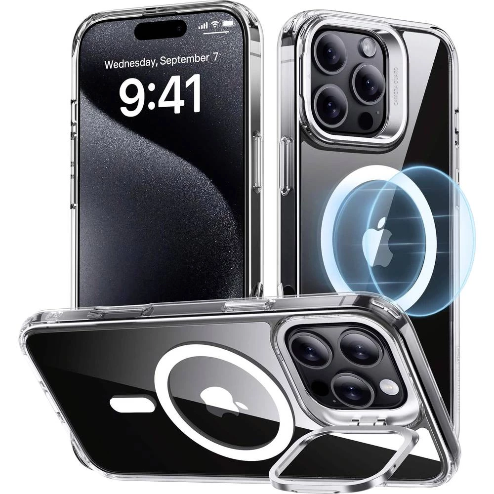 ESR Classic Hybrid HaloLock Case + Stash Stand stražnji poklopac za mobilni telefon Apple iPhone 16 Pro Max prozirna Mag slika