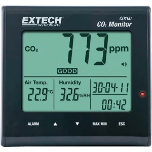 Extech CO100 uređaj za mjerenje kvalitete zraka, indikacija ugljičnog dioksida, temperature zraka, vlage zraka, 0 - 9999 ppm CO2 slika