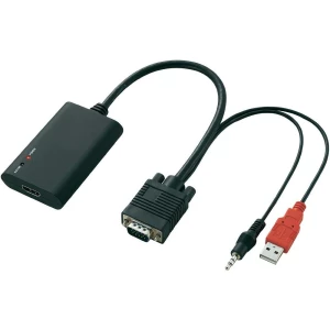 HDMI/VGA pretvornik SpeaKa Professional [1x HDMI-utičnica  1x VGA-utikač, JACK-utičnica 3.5mm] 0.30m, crn slika