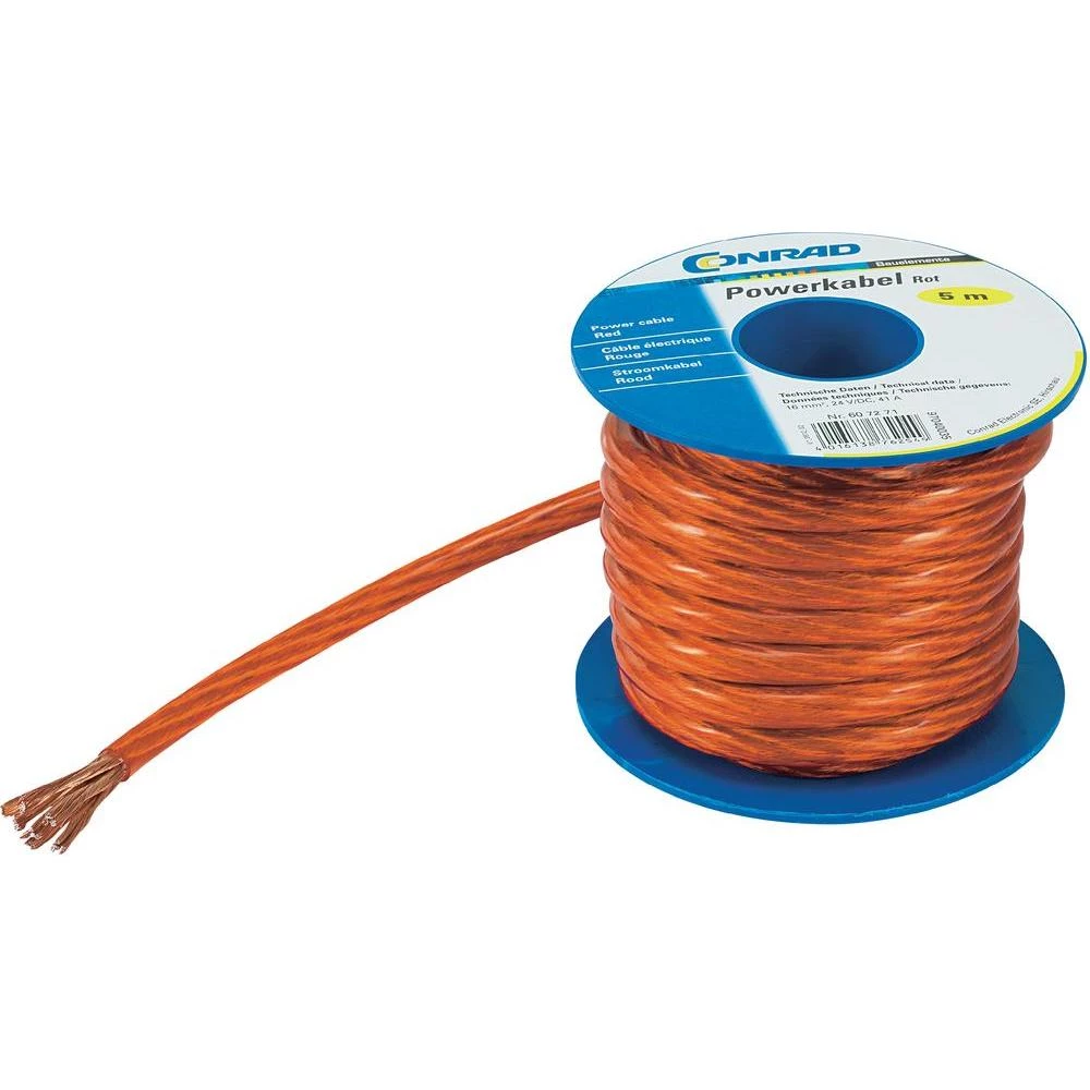 Power kabel Conrad, CCA, upakiran, 1 x 35 mm2, crvena, prozirna, 5 m SH1997C178 slika