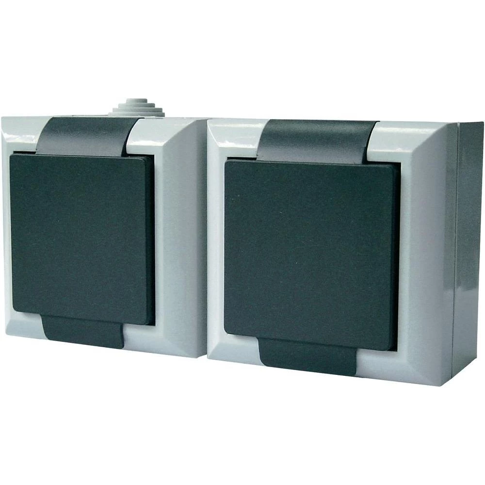 GAO dvostruka utičnica za vlažne prostorije Business-Line siva 9168