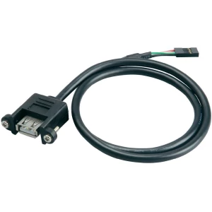 USB 2.0 priključni kabel [1x USB 2.0 utikač unutarnji 4pol. - 1x USB 2.0 utikač A] 0.60 m crni s navojem Akasa slika
