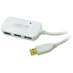 USB 2.0 produžni kabel [1x USB 2.0 utikač A - 4x USB 2.0 utikač A] 12 m bijeli LogiLink