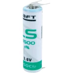 Litijska baterija mignon 1/2 AA s 3 lemna kontakta ++/- Saft 3.6 V 1200 mAh 1/2