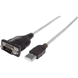 USB 1.1, serijski priključni kabel [1x USB 1.1 utikač A - 1x D-SUB-utikač 9polni] 0.45 m srebrni-crni Manhattan slika