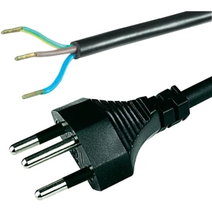 Priključni kabel [ švicarski utikač - kabel, otvoreni kraj] crni 2 m HAWA 100824 slika