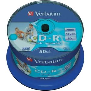 CD-R 80 prazni Verbatim 43438 700 MB 50 kom. okrugla kutija ispisiv slika
