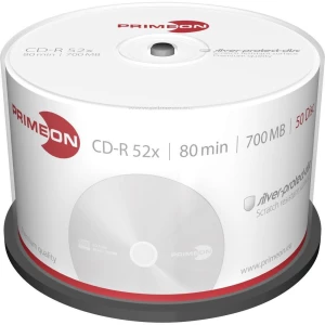 Komplet diskova CD-R 80 700 MB Primeon 2761102 okrugla srebrna mat površina 50 k slika