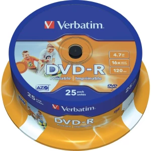 DVD-R prazni Verbatim 43538 4.7 GB 25 kom. okrugla kutija ispisiv slika