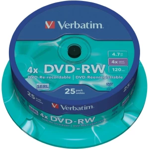 DVD-RW prazni Verbatim 43639 4.7 GB 25 kom. okrugla kutija RW slika