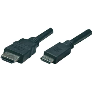 HDMI priključni kabel [1x HDMI-utikač <=> 1x HDMI-utikačC mini] 1,80m, crn slika