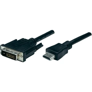 HDMI/DVI priključni kabel [1x HDMI-utikač <=> 1x DVI-utikač 24+1pol.] 1.80m, crn slika