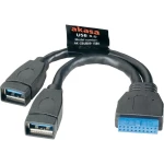 USB 3.0 Y-kabel [2x USB 3.0 utikač A - 1x USB 3.0 utikač unutarnji 19pol.] 0.15