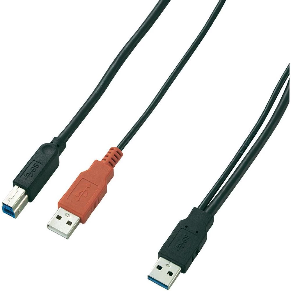 USB 3.0 Y-kabel [2x USB 3.0 utikač A - 1x USB 3.0 utikač B] 0.45 m crni slika
