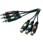 inč AV produžni kabel [3x činč utikač - 3x činč-utičnica] 5 m crn