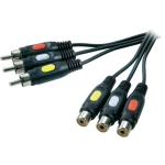 inč AV priključni kabel [3x činč utikač - 3x činč-utikač] 3 m crn
