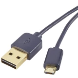 Renkforce USB 2.0 A/Micro-B priključni kabel 1 m obostrani utikač