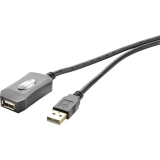 USB 2.0 aktivni produžni kabel [1x USB 2.0 utikač A - 1x USB 2.0 utičnica A] 5 m crna pozlaćeni utični kontakti