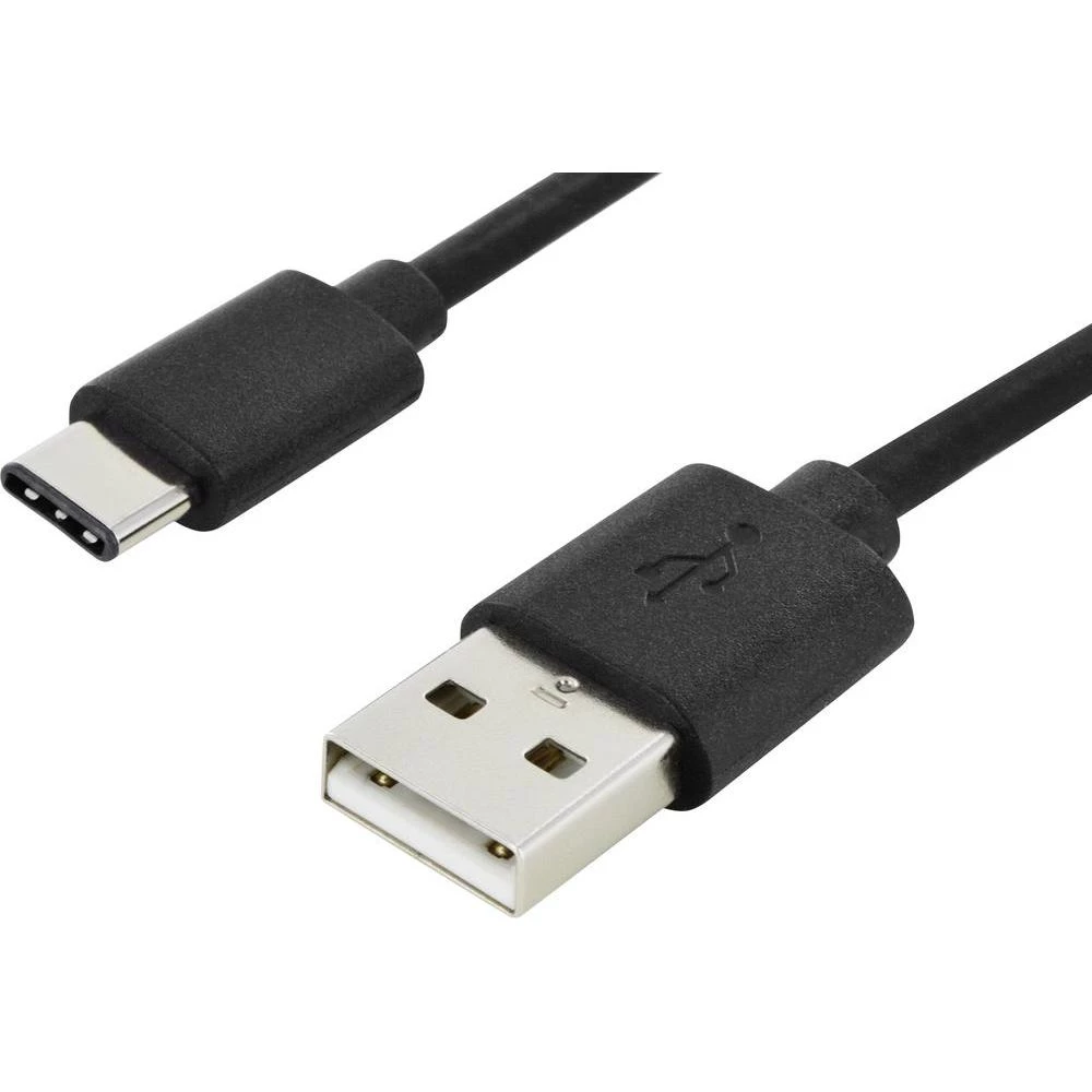 USB 2.0 priključni kabel [1x USB utikač C - 1x USB 2.0 utikač A] Digitus 1.80 m crna slika