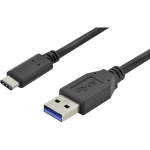 USB 3.0 priključni kabel [1x USB utikač C - 1x USB 3.0 utikač A] Digitus 1 m crna slika
