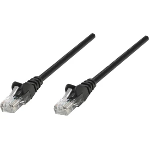RJ45 mrežni priključni kabel CAT 5e U/UTP [1x RJ45-utikač - 1x RJ45-utikač] 0.50 m crni, Intellinet slika