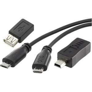 SuperSoft OTG-Mirror Micro-USB kabel Conrad 0,15 m + mini B adapter + USB A adapter komplet slika