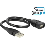USB 2.0 priključni kabel [1x USB 2.0 utikač A - 1x USB 2.0 ženski utikač A] Delock 0.35 m crna fleksibilni dugovratni kabel