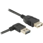USB 2.0 priključni kabel plosnati pod kutom [1x USB 2.0 utikač A - 1x USB 2.0 ženski utikač A] 1 m crna dvostrani utikač, pozlać