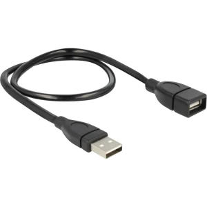 USB 2.0 priključni kabel [1x USB 2.0 utikač A - 1x USB 2.0 ženski utikač A] Delock 0.50 m crna fleksibilni dugovratni kabel slika