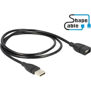 USB 2.0 priključni kabel [1x USB 2.0 utikač A - 1x USB 2.0 ženski utikač A] Delock 1 m crna fleksibilni dugovratni kabel slika