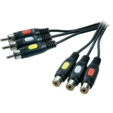 inč AV produžni kabel [3x činč utikač - 3x činč-utičnica] 2 m crn