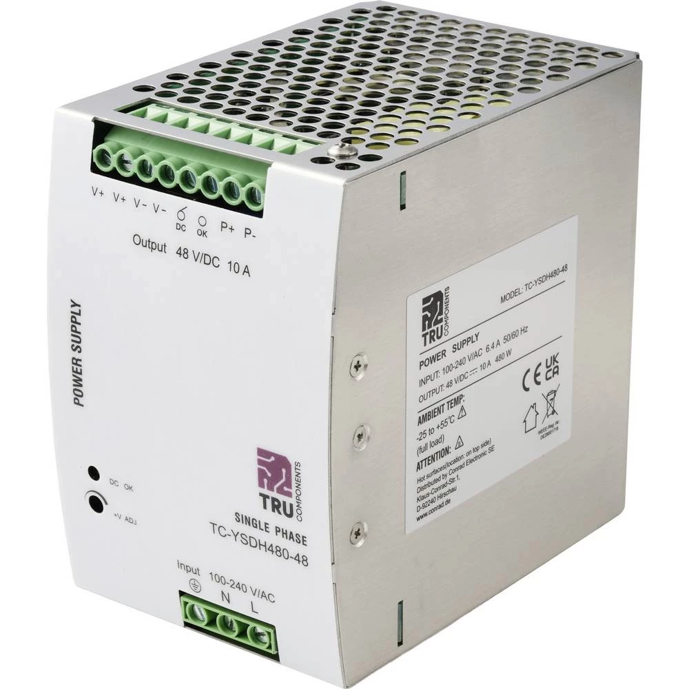 TRU COMPONENTS TC-13864576 DIN-napajanje (DIN-letva) Potrošnja (standby) 7 W 48 V/DC 10 A 480 W Broj izlaza:1 x Content slika