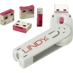 LINDY zaključavanje USB priključka USB-Lock + Key 4-dijelni komplet ružičasta  uklj. 1 ključ 40450