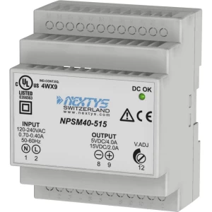 Adapter napajanja za profilne šine (DIN-letva) Nextys NPSM40-515 5 V/DC 4 A 40 W 1 x slika