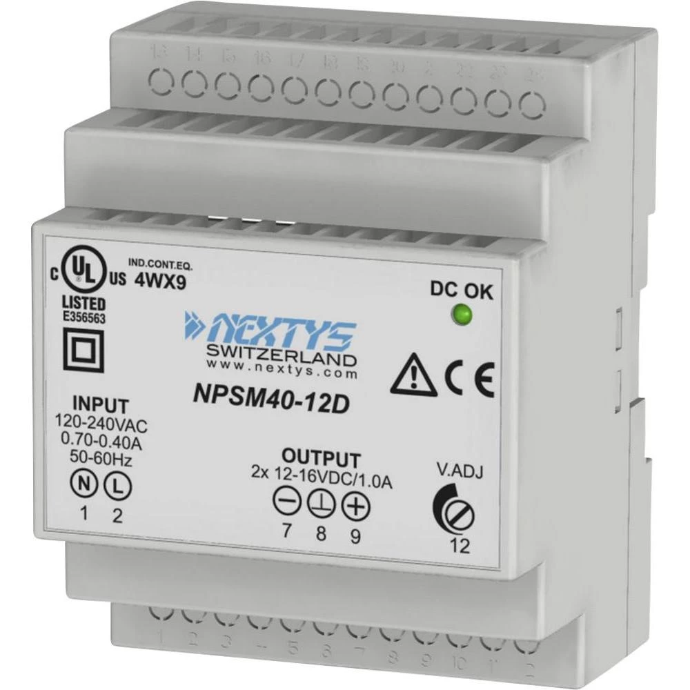 Adapter napajanja za profilne šine (DIN-letva) Nextys NPSM40-12D 12 V/DC 2 A 40 W 1 x slika