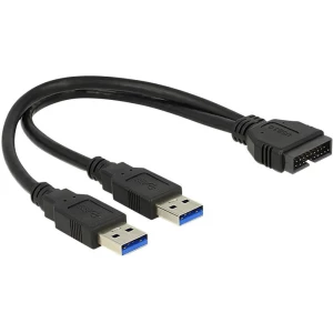 USB 3.0 adapter [2x USB 3.0 utikač A - 1x USB 3.0 utikač interni 19-polni] Delock crna slika