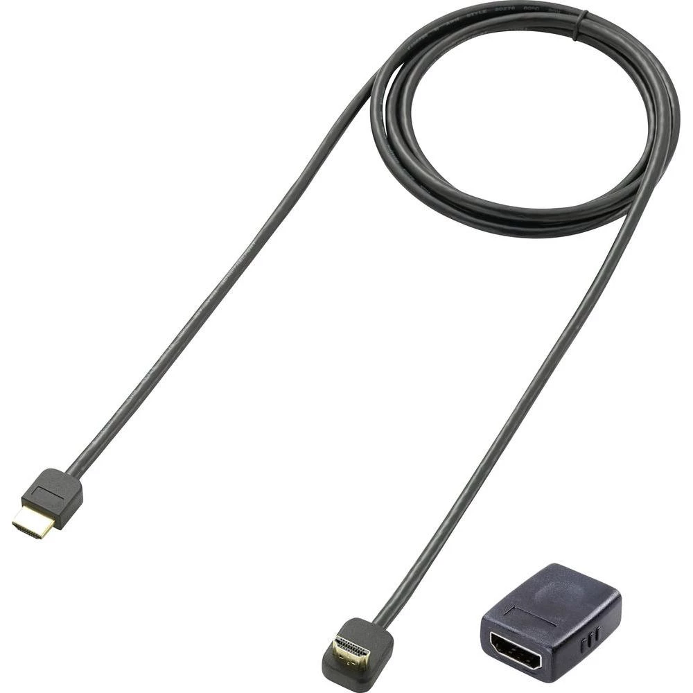 HDMI produžni kabel SpeaKa Professional [90°-HDMI-utikač  HDMI-utikač] 0.9m + HDMI-Adapter [HDMI-utičnica  HDMI-utičnica] slika