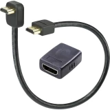 HDMI produžni kabel SpeaKa Professional [90°-HDMI-utikač  HDMI-utikač] 0.3m + HDMI-Adapter [HDMI-utičnica  HDMI-utičnica]