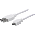 USB 2.0 priključni kabel [1x USB 2.0 utikač A - 1x USB 2.0 utikač Micro-B] Manhattan 1 m, bijela, UL certifikat slika